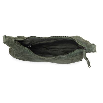 Myra Juniper Trail Genuine Suede Bag for Women in forest green with extra strap