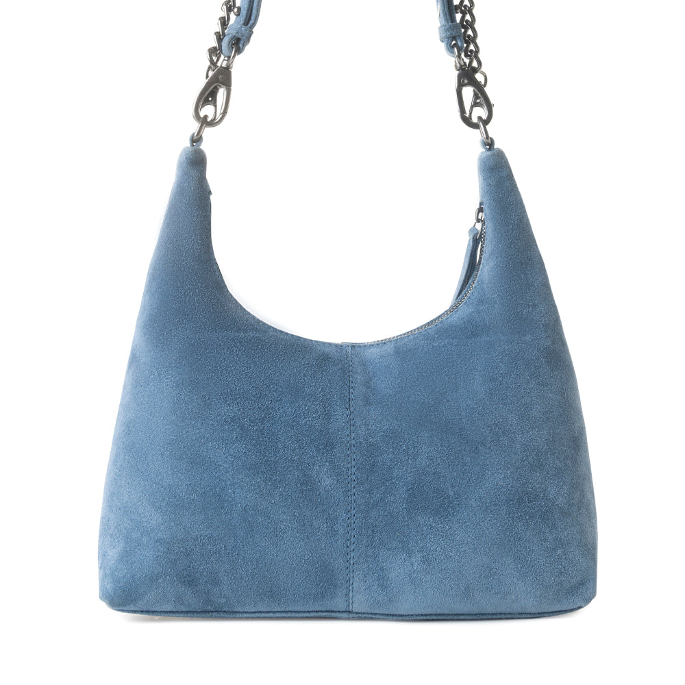 Myra Juniper Trail Genuine Suede Bag for Women in denim blue with extra strap