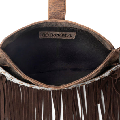 Myra Maverick Mist Hairon Leather Bag in Speckled Ivory