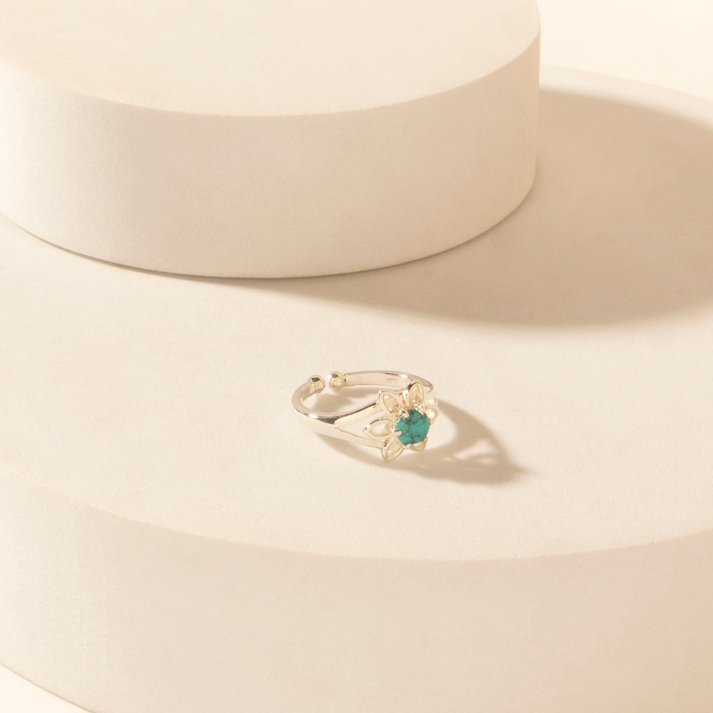 Myra Skybud Halo Sterling Silver Ring in Sage Blue