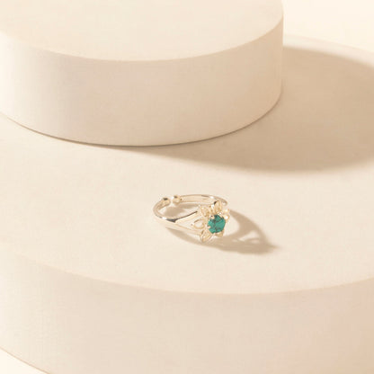 Myra Skybud Halo Sterling Silver Ring in Sage Blue