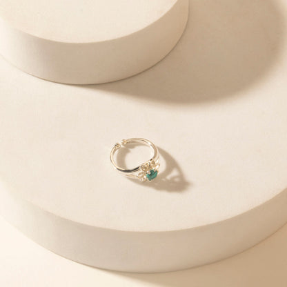 Myra Skybud Halo Sterling Silver Ring in Sage Blue
