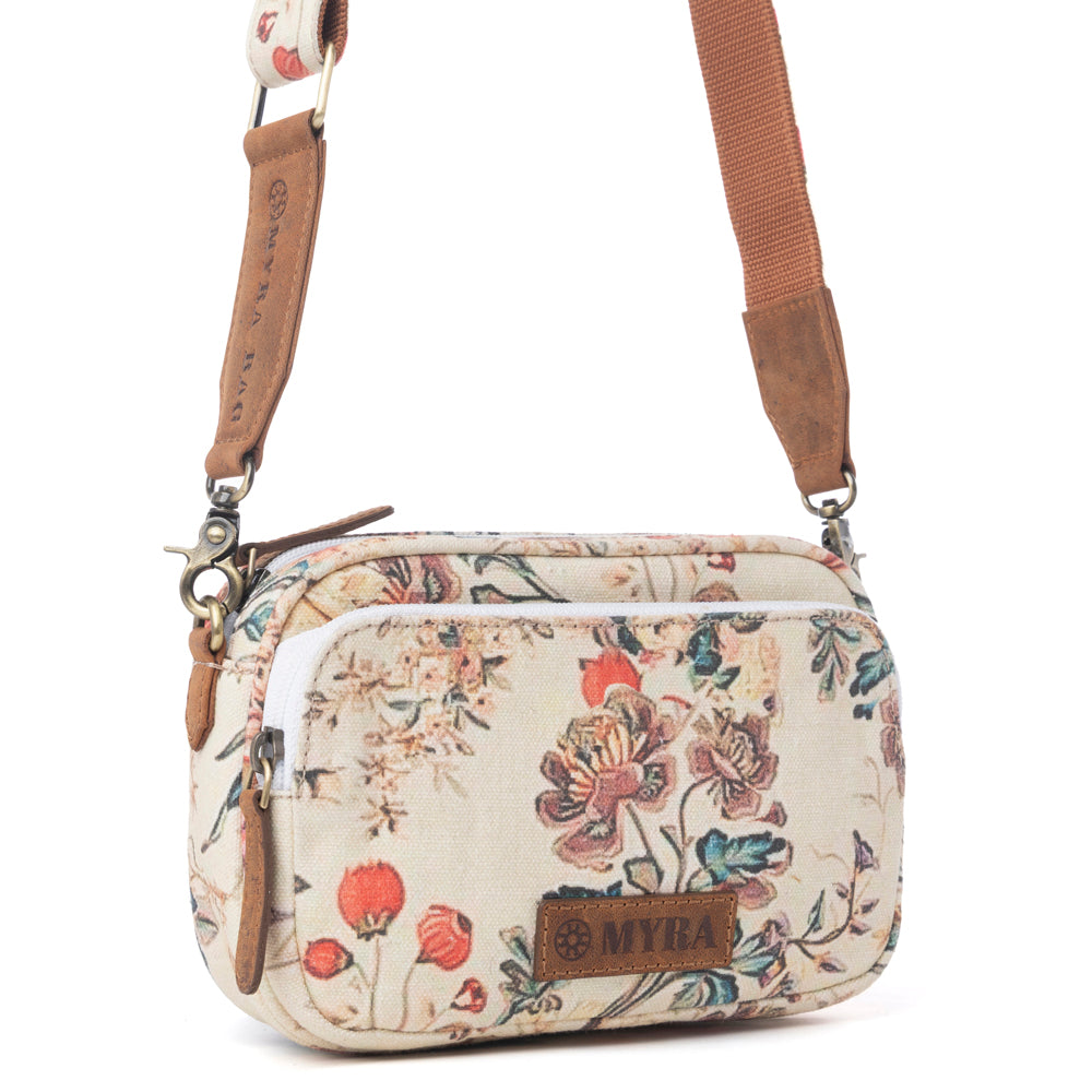 Myra Meadow Song Cotton & Leather Crossbody Bag in Primrose Yellow