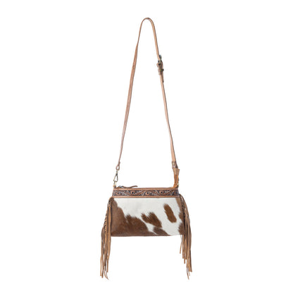 Myra Wild Mirage Hairon Leather Bag with Fringes in Ivory Range