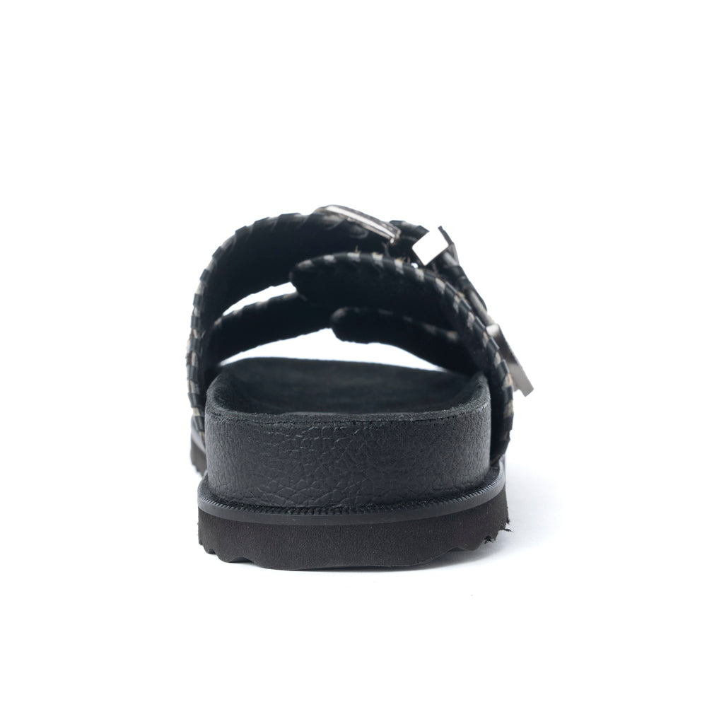 Myra Coyote Crest Hairon Leather Sandals in Vanilla White