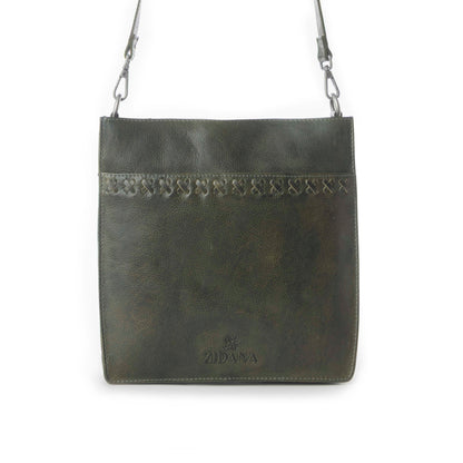Myra Zidana Mirelle Woven Veg Tanned Leather Sling Bag in Oliva Nero