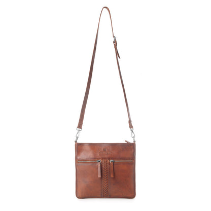 Myra Zidana El Paso Twin Veg Tanned Leather Crossbody Bag in Wildwood Red