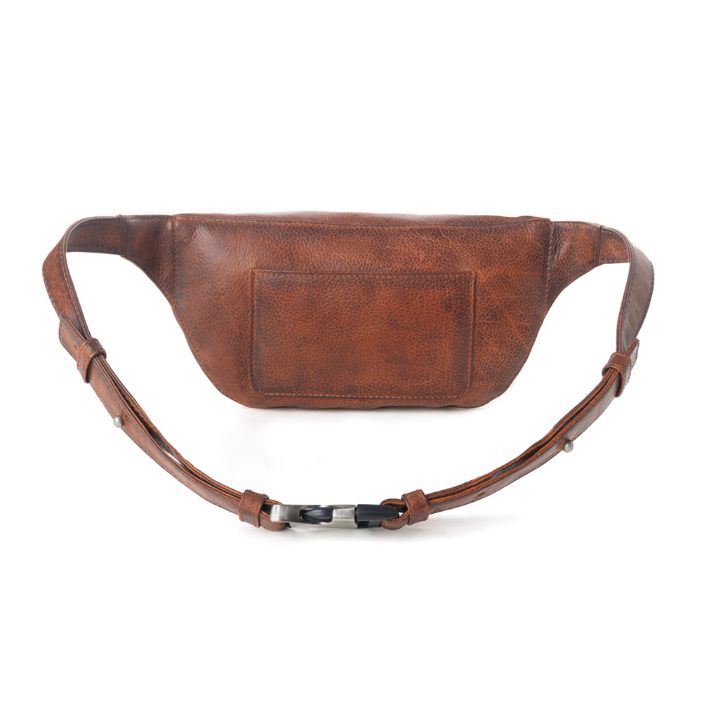 Myra Zidana Amarillo Handstitched Veg Tanned Leather Fanny Pack in Crimson Storm