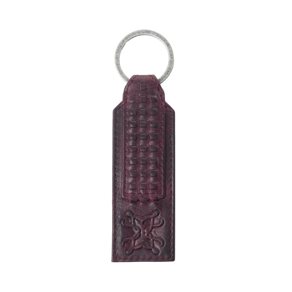 Myra Zidana Ardan Artistry Veg Tanned Leather Keyfob in Raven Maroon