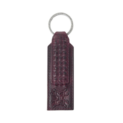 Myra Zidana Ardan Artistry Veg Tanned Leather Keyfob in Raven Maroon