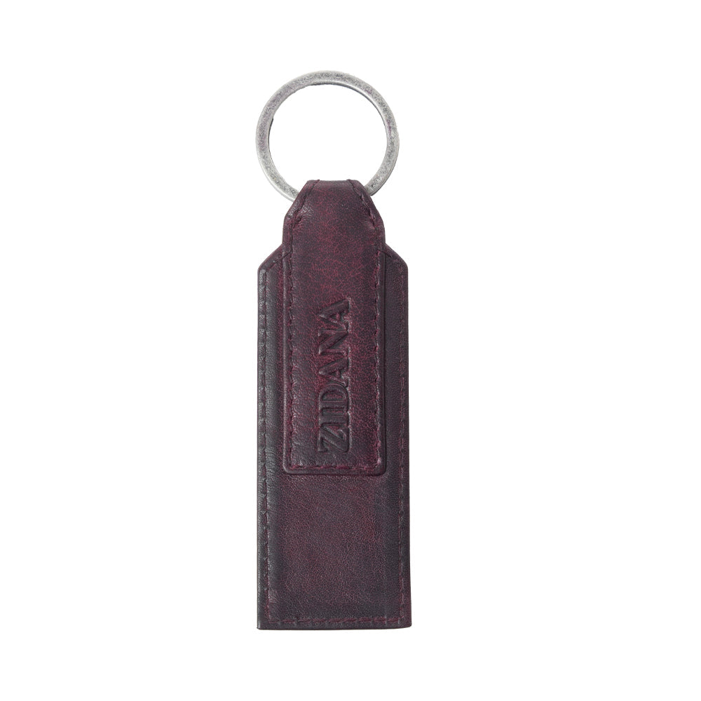 Myra Zidana Ardan Artistry Veg Tanned Leather Keyfob in Raven Maroon