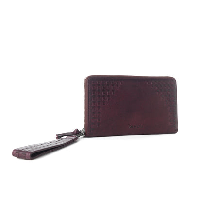 Myra Zidana Elko Braided Veg Tanned Leather Wallet in Merlot Smoke