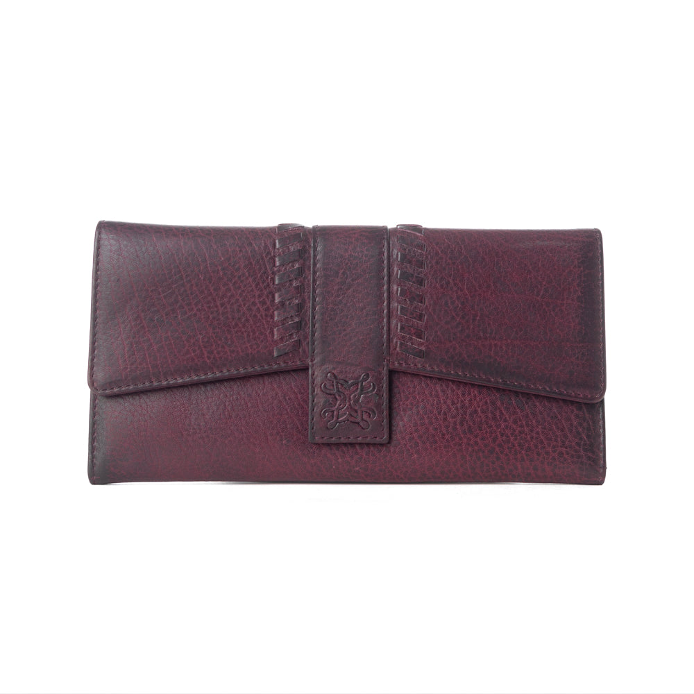 Myra Zidana Santa Fe Woven Veg Tanned Leather Wallet in Twilight Berry