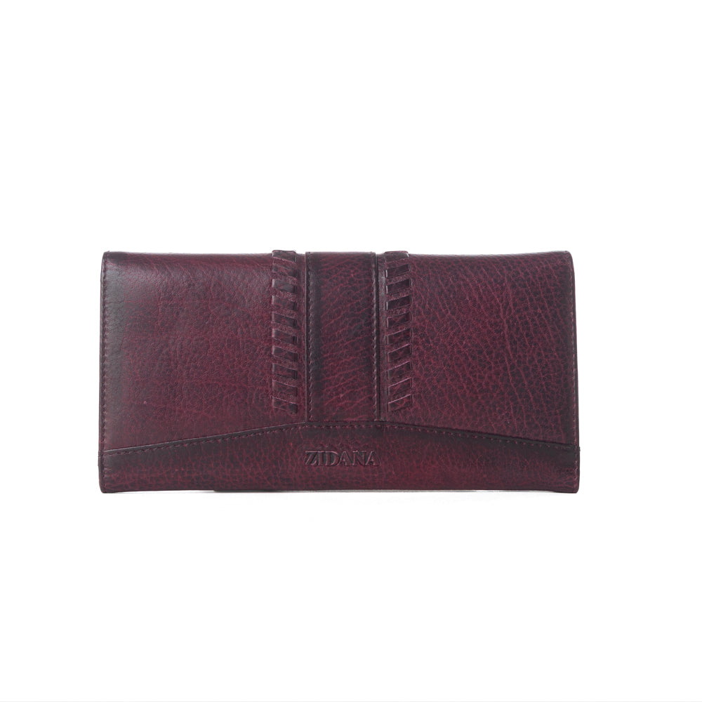 Myra Zidana Santa Fe Woven Veg Tanned Leather Wallet in Twilight Berry