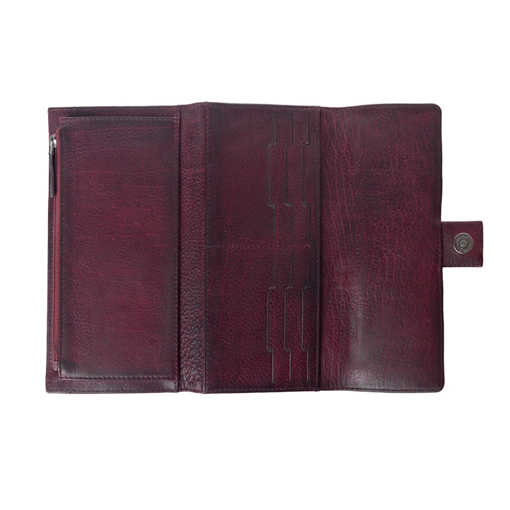 Myra Zidana Santa Fe Woven Veg Tanned Leather Wallet in Twilight Berry