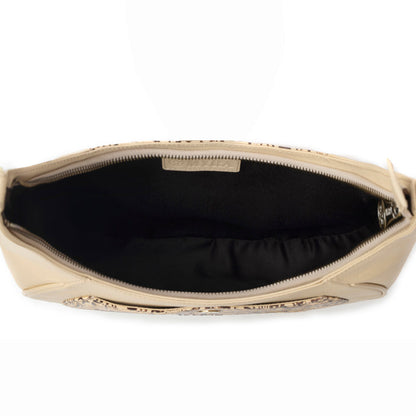 Myra Alanna Embossed Leather Bag in Vanilla Noir