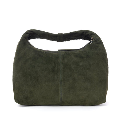 Myra Saddle Weave Genuine Suede Leather Bag in Olive Moss