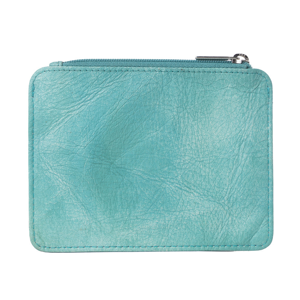 Myra Driftwood Cove Embossed Leather Credit Card Holder in Ocean Sage
