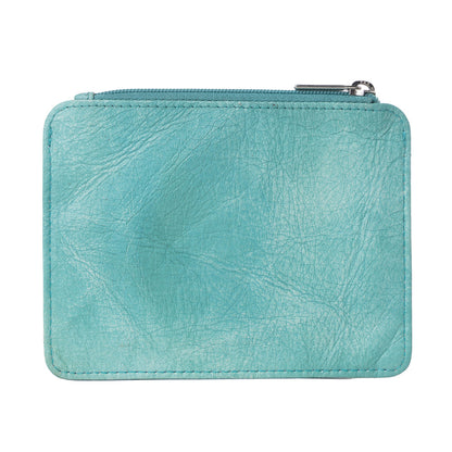 Myra Driftwood Cove Embossed Leather Credit Card Holder in Ocean Sage