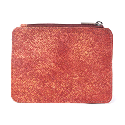 Myra Driftwood Cove Embossed Leather Credit Card Holder in Coral Red