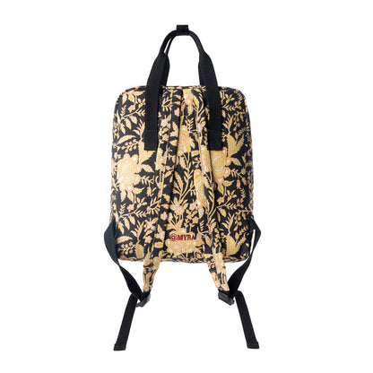 Myra Pine Meadow Cotton & Leather Crossbody Bag in Black & Cream Floral