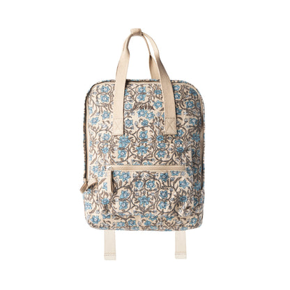 Myra Pine Meadow Cotton & Leather Crossbody Bag in Natural & Blue Floral