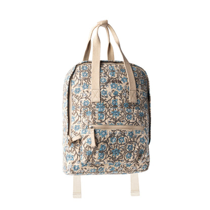 Myra Pine Meadow Cotton & Leather Crossbody Bag in Natural & Blue Floral