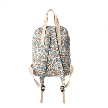 Myra Pine Meadow Cotton & Leather Crossbody Bag in Natural & Blue Floral