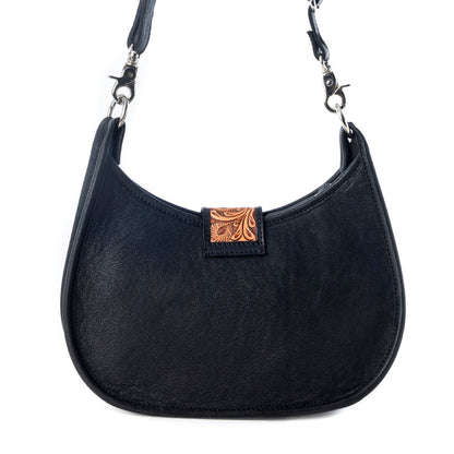 Myra Santa Fe Handtooled Bag for Women in Black with hairon and studded detail