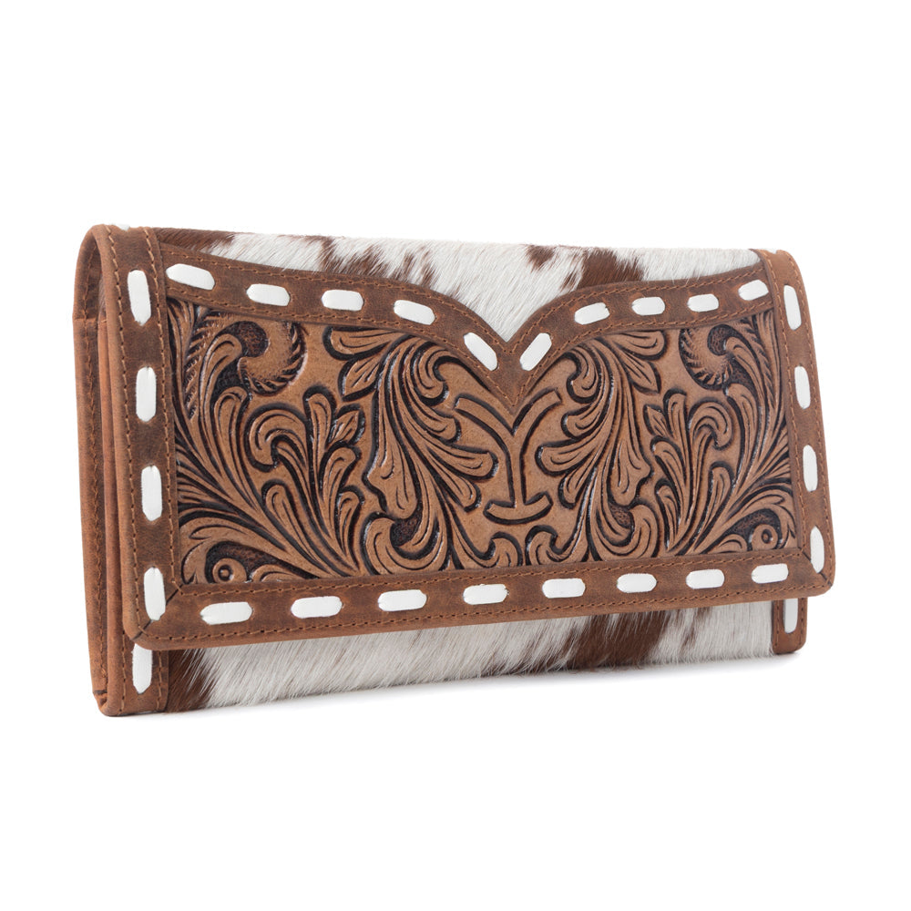 Myra Yellowstone Sienna Stockyard Hairon Leather Women’s Purse in Cream Cocoa