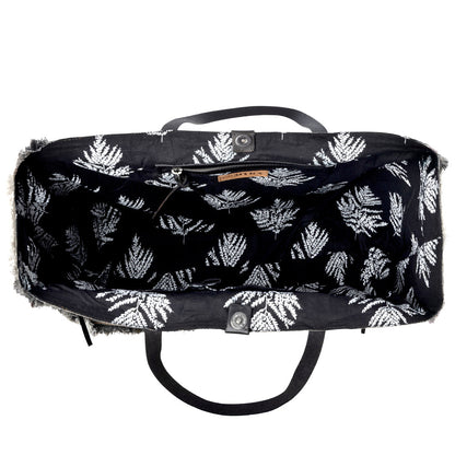 Myra Frayed Frontier Western denim Tote Bag for Women in denim black with fringe detail