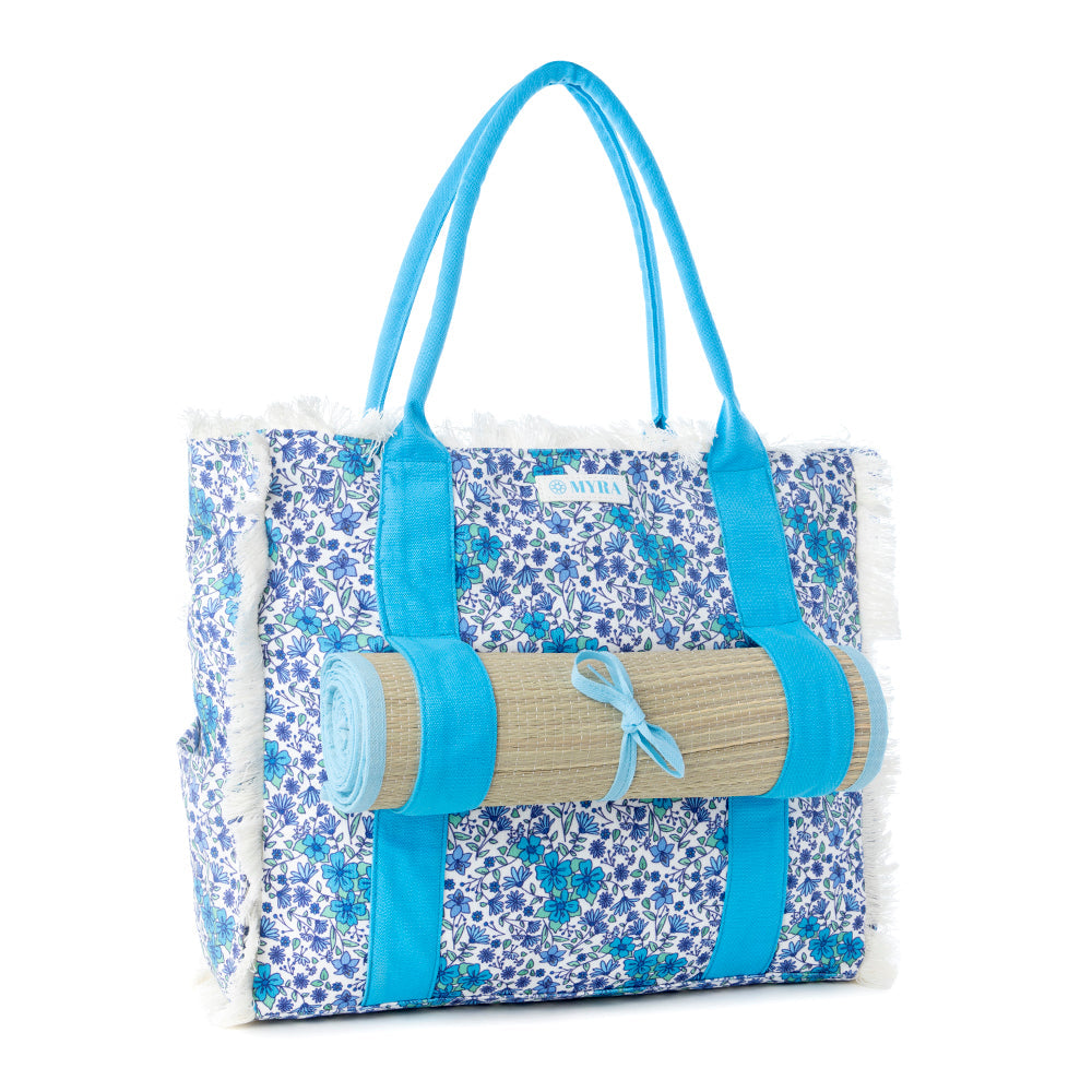 Myra Shoreline Weekender Bag with Beach Mat in Cobalt Sky