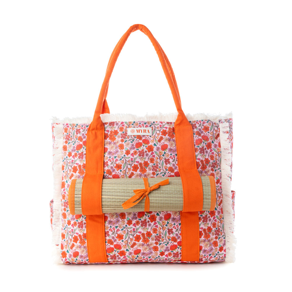 Myra Shoreline Weekender Bag with Beach Mat in Sunset Rust