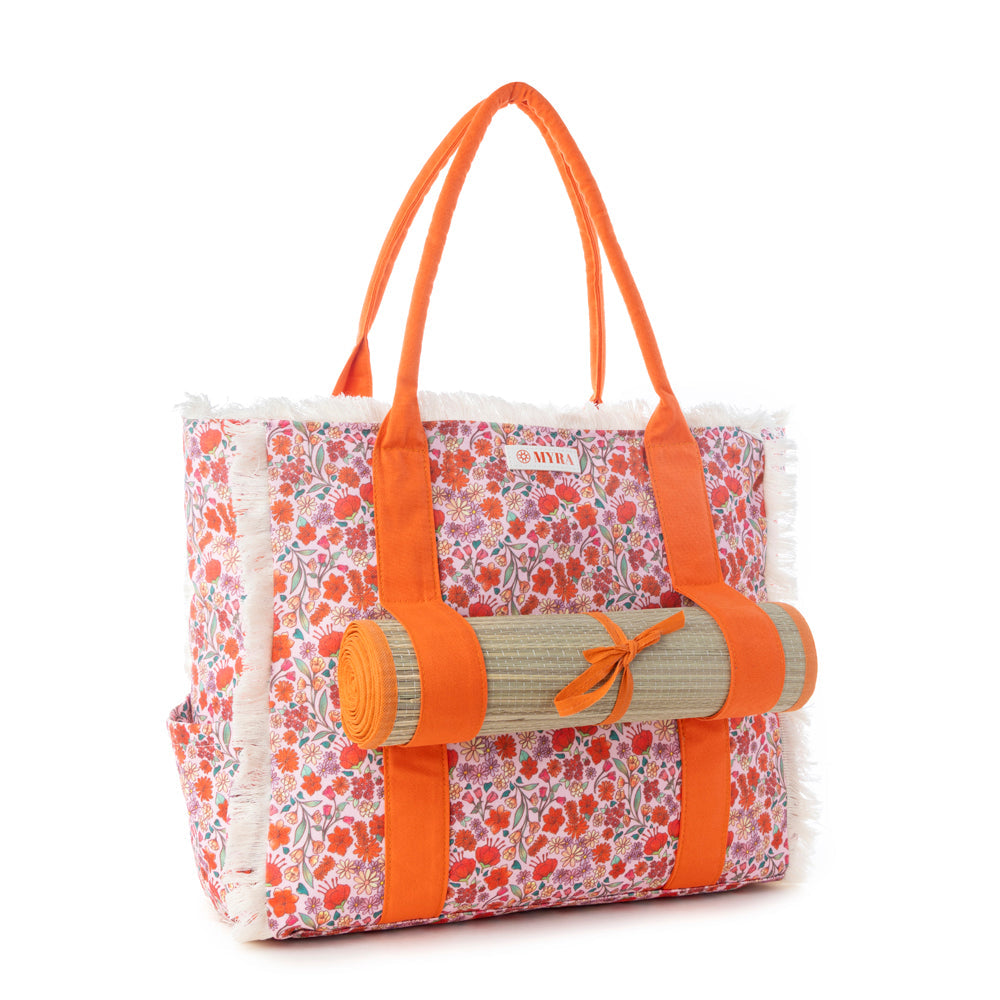 Myra Shoreline Weekender Bag with Beach Mat in Sunset Rust