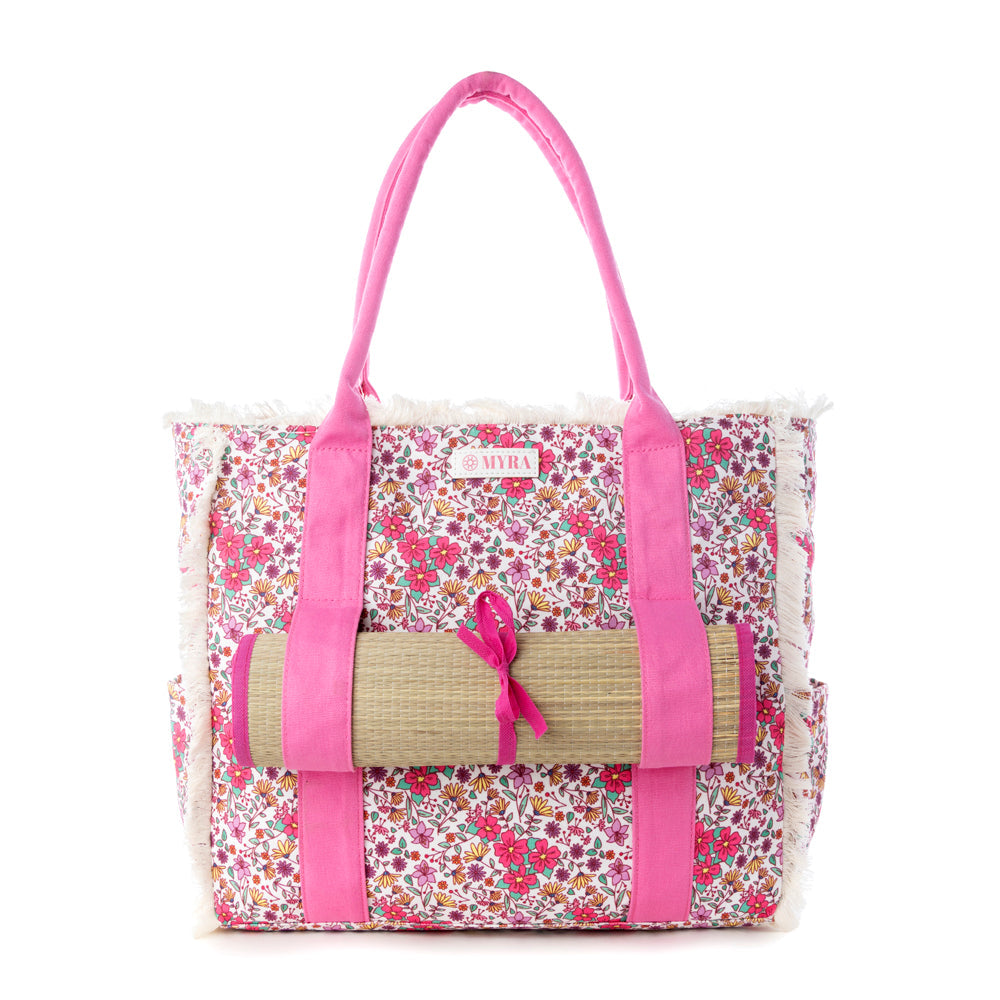 Myra Shoreline Weekender Bag with Beach Mat in Sage Rose