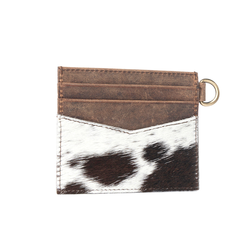 Myra Cowtown Card Holder for Women in black with hair-on detail