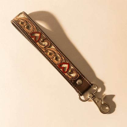 Myra Wildhue Western Key Fob in brown with handtooled detail