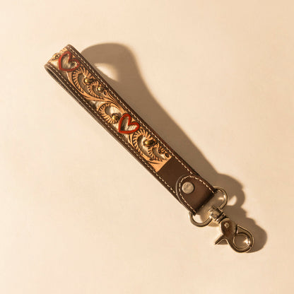 Myra Wildhue Western Key Fob in brown with handtooled detail