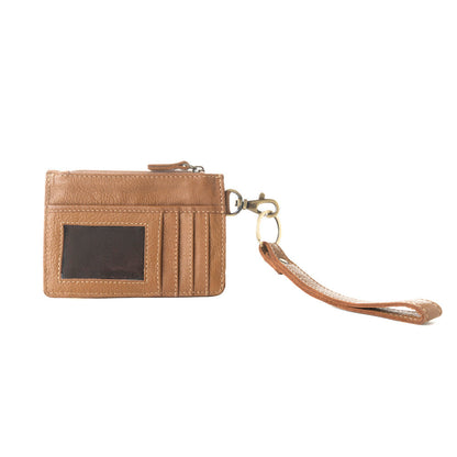 Myra Hand Hewn Western Card Holder for Women in Khaki with hairon detail