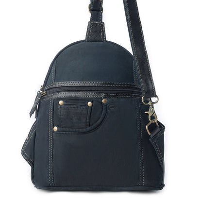 Myra Bandit Denim Fanny Pack Bag for Women in blue with denim and Front Pocket