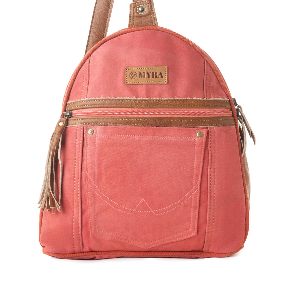 Myra Bandit Denim Fanny Pack Bag for Women in rust with canvas and Front Pocket