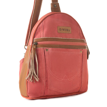 Myra Bandit Denim Fanny Pack Bag for Women in rust with canvas and Front Pocket