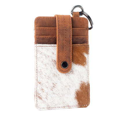 Myra Roper Card Holder for Women in brown with hair-on detail