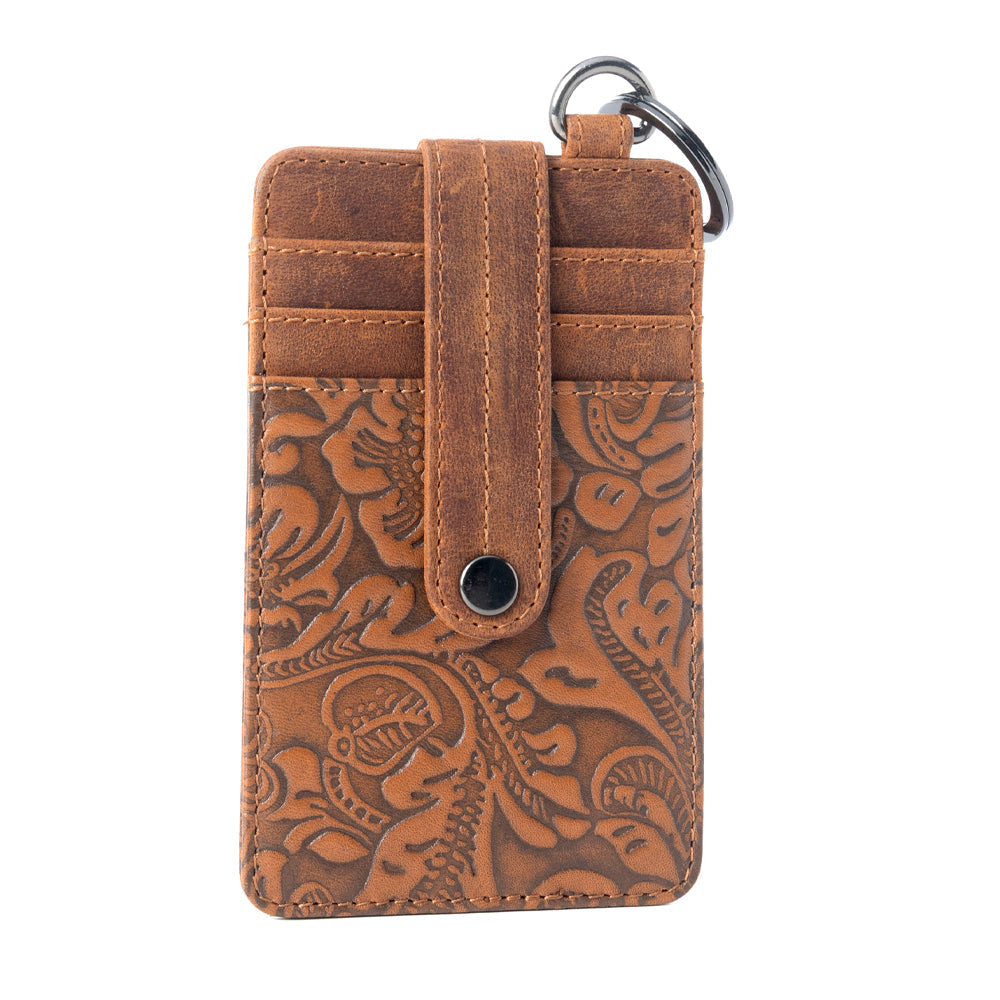 Myra Roper Card Holder for Women in brown with Embossed detail