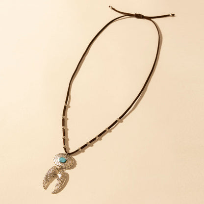 Myra Windspur Feather Necklace in Desert Turquoise