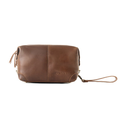 Myra Drifter Leather Shaving Kit for Men in brown