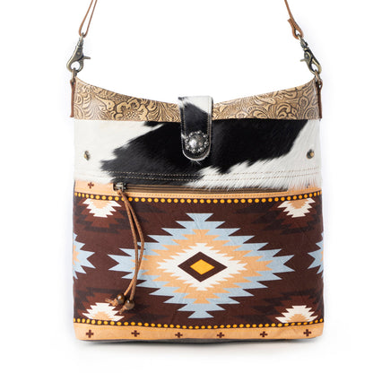Myra Wovenstone Western shoulder Bag for Women in rust with Aztec detail
