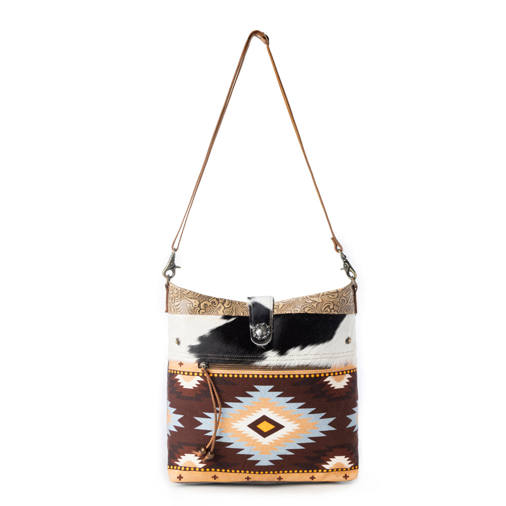 Myra Wovenstone Western shoulder Bag for Women in rust with Aztec detail