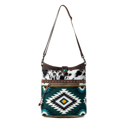 Myra Wovenstone Western shoulder Bag for Women in green with Aztec detail