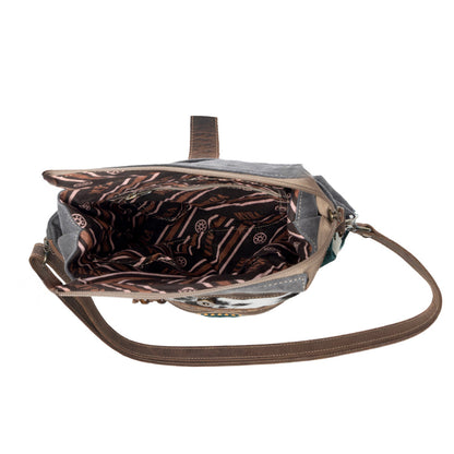 Myra Wovenstone Western shoulder Bag for Women in green with Aztec detail